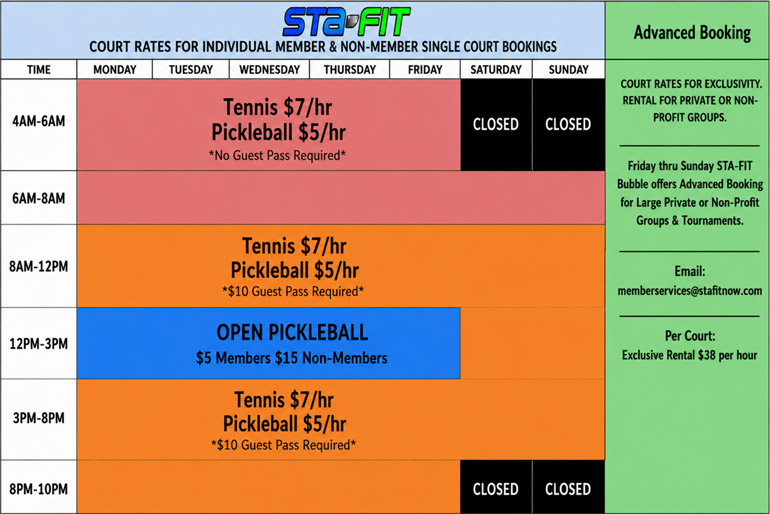 Summer Tennis schedule
