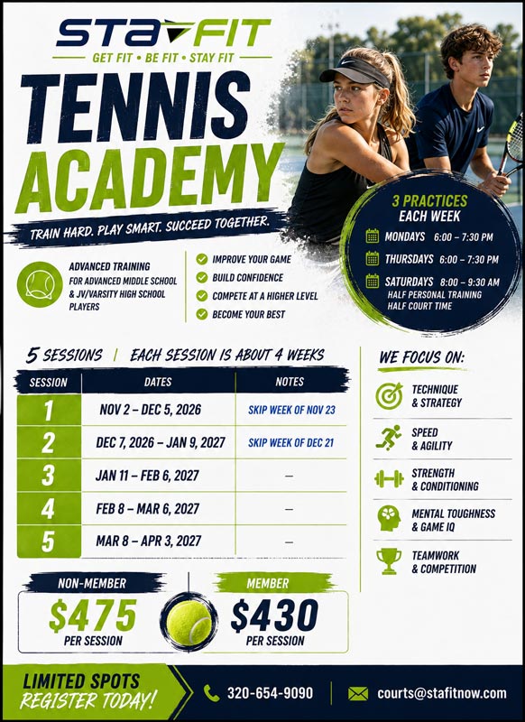 Tennis academy banner.